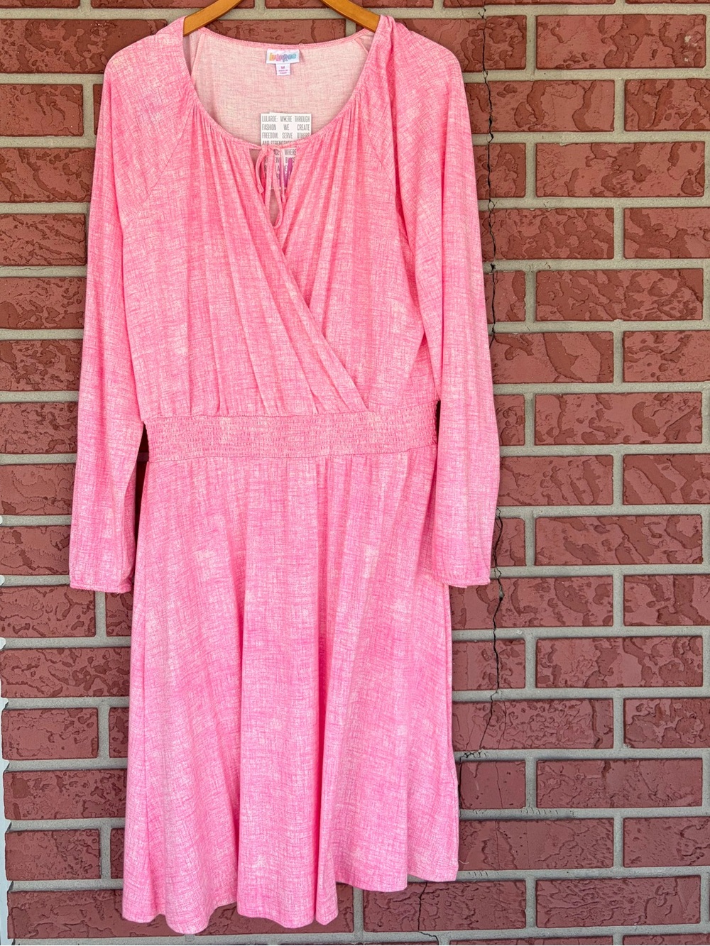 LuLaRoe Pink Long Sleeve Faux-Wrap Dress